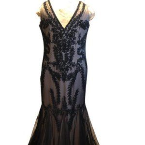 Betsy & Adam Soutache Mermaid Evening Dress